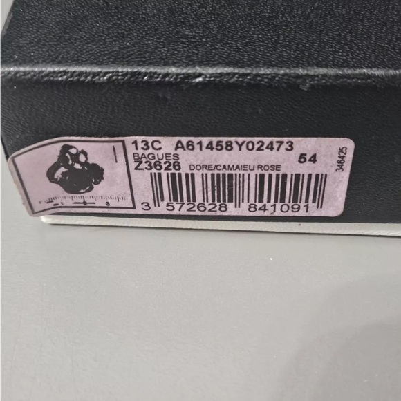 RARE blush Chanel Vintage 3 Camellia Enamel & Rhinestone CC Logo Ring! SZ 6.75 - Picture 5 of 7